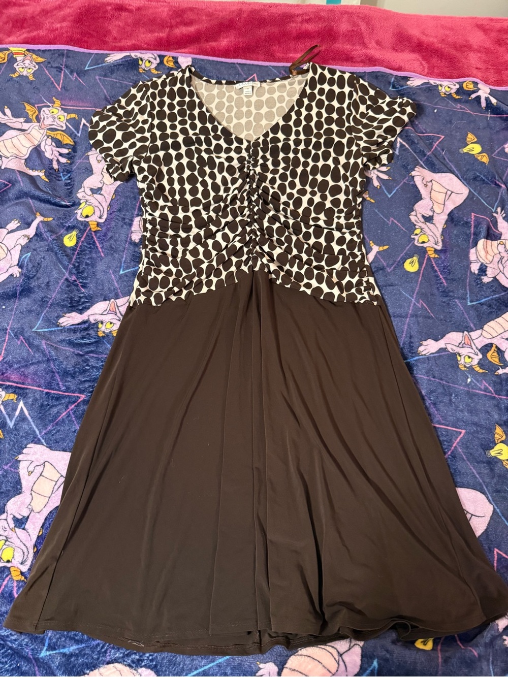 Enfocus Studio Brown and White Polka Dot Midi Dress